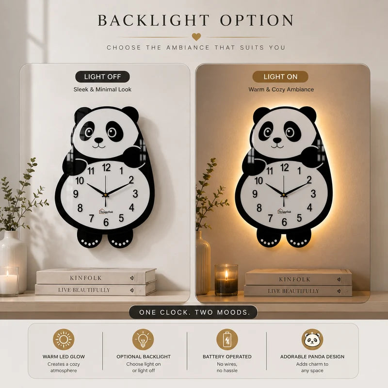Cute Face Panda -- Pendulum Wall Clock