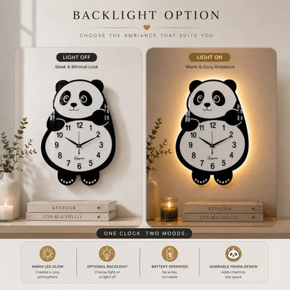 Cute Face Panda -- Pendulum Wall Clock