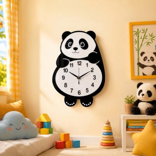 Cute Face Panda -- Pendulum Wall Clock