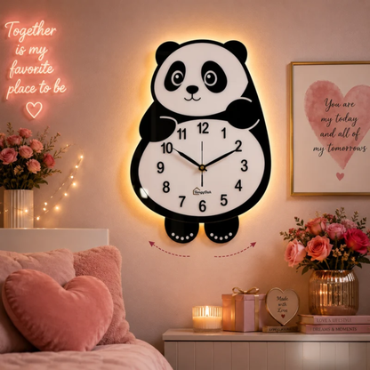 Cute Face Panda -- Pendulum Wall Clock