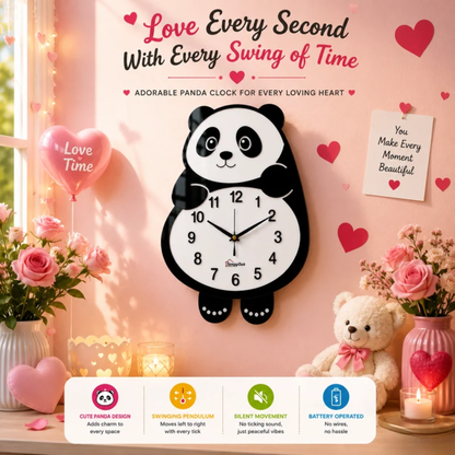 Cute Face Panda -- Pendulum Wall Clock
