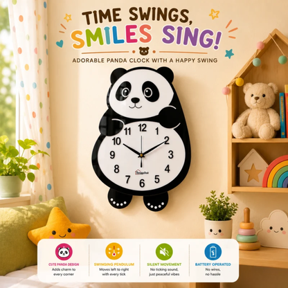 Cute Face Panda -- Pendulum Wall Clock