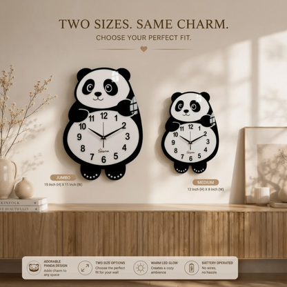 Cute Face Panda -- Pendulum Wall Clock