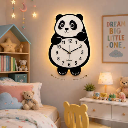 Cute Face Panda -- Pendulum Wall Clock