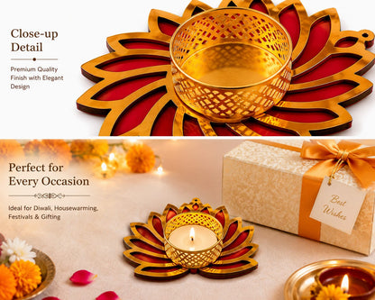 Lotus Design Decorative Diya Candle Holder